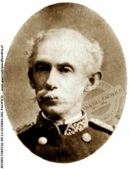Coronel José Domingo Amunátegui. Comandante del 4º de Línea. Participó en las batallas de Pisagua, Dolores, Tacna, Chorrillos y Miraflores