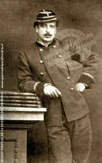 Teniente del Atacama Juan Gonzalo Matta (1856-1896). Participó en la Toma de Pisagua, Dolores, Los Ángeles y Tacna.