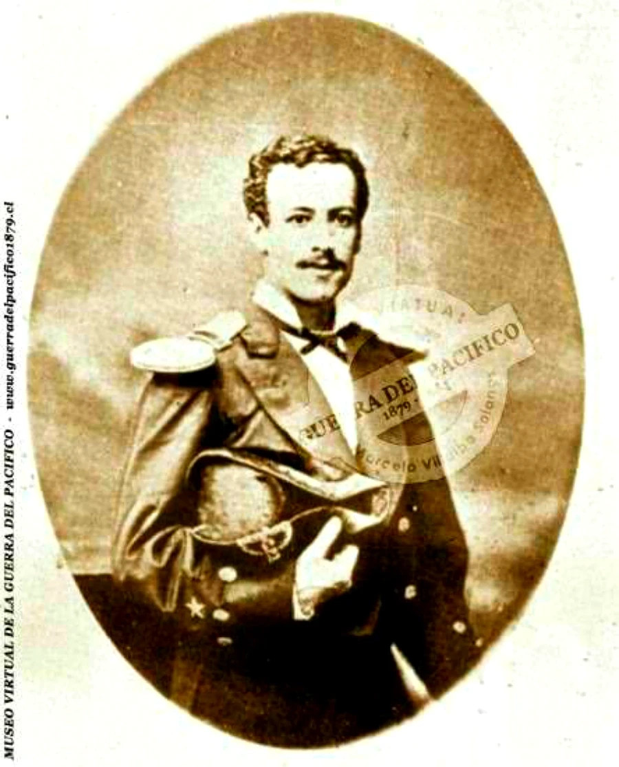 Guardiamarina Ernesto Riquelme (1852-1879) Participó en la gesta heroica del 21 de mayo en Iquique, con un acto de enorme y majestuoso simbolismo: dio el último tiro de cañón de la "Esmeralda" 